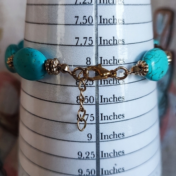 Howlite Faux Turquoise Color Veining Brown Copper Seed Beads Bracelet Anklet - Picture 3 of 9